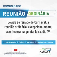 Comunicado - Reunião Ordinária - 19/02/2026