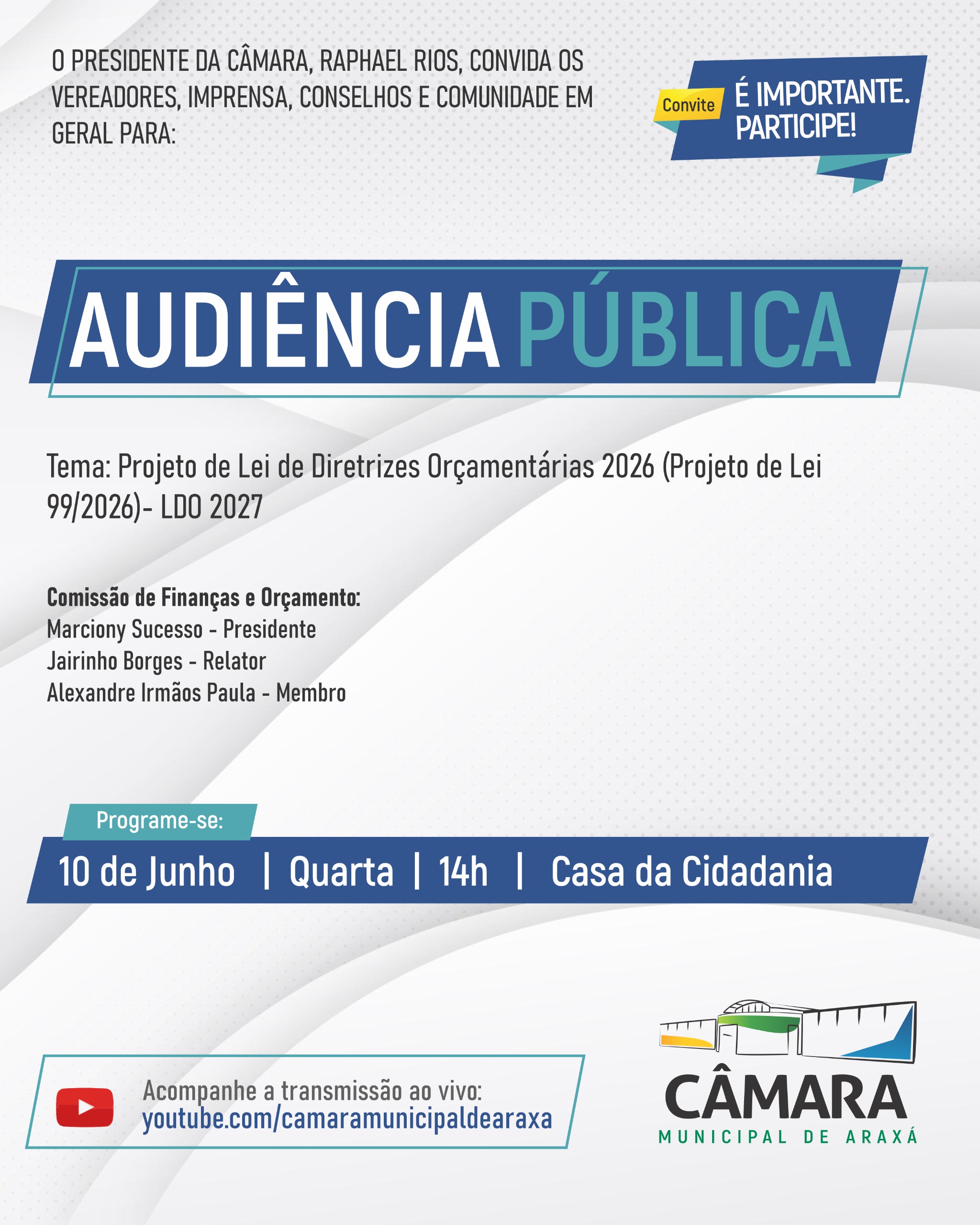 Convite - Audiência Pública - 10/06/2026