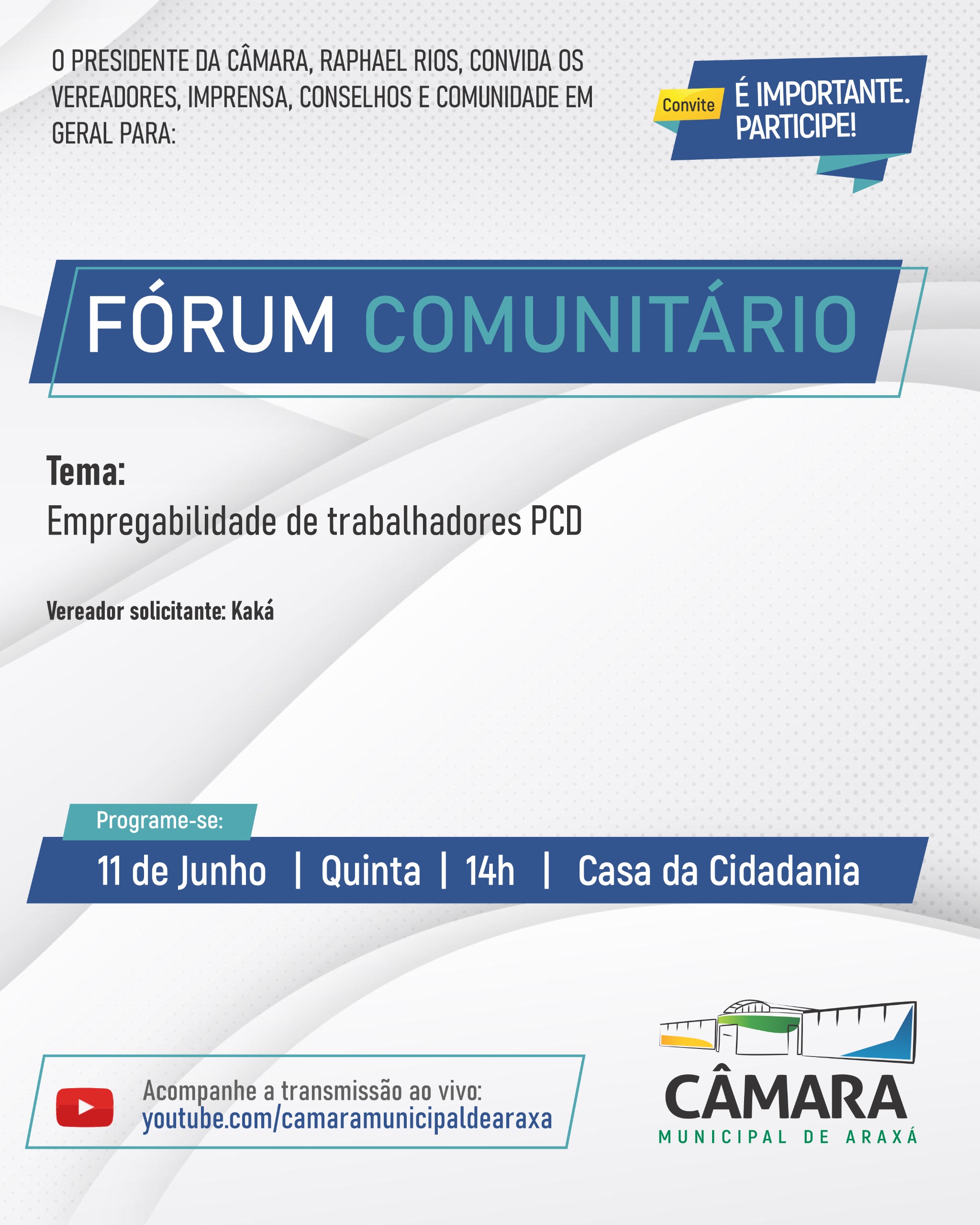 Convite - Fórum Comunitário - 11/06/2026